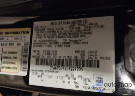 2013 Ford Fusion S из США, поврежденный, VIN 3FA6P0G75DR227205